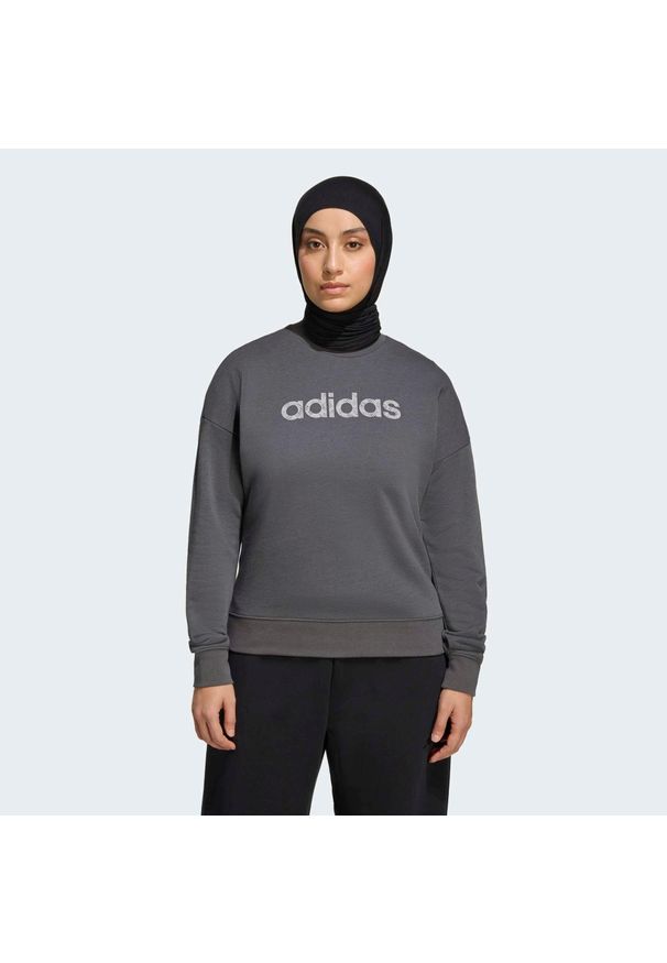 Adidas - Bluza fitness damska ADIDAS. Kolor: szary. Materiał: materiał. Sport: fitness
