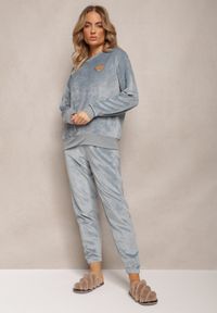 Renee - Niebieski Komplet Piżamowy Luźna Bluza i Spodnie Joggery Mlikena. Kolor: niebieski #1