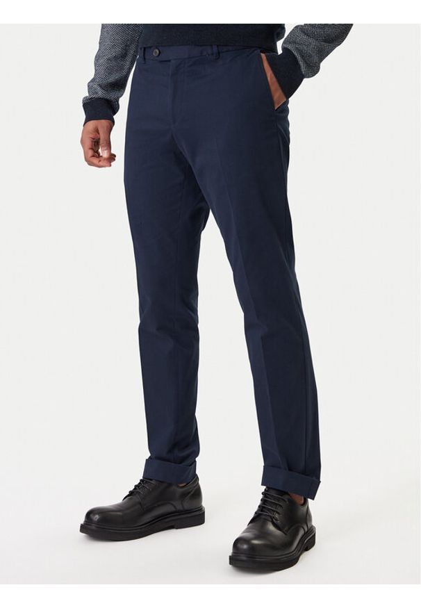 BOSS Spodnie garniturowe C-Genius 50555035 Granatowy Slim Fit. Kolor: niebieski. Materiał: bawełna