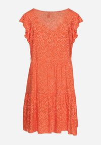 Born2be - Pomarańczowa Bawełniana Sukienka o Rozkloszowanym Kroju w Kropki Giavina. Kolor: pomarańczowy. Materiał: bawełna. Wzór: kropki. Sezon: lato #7