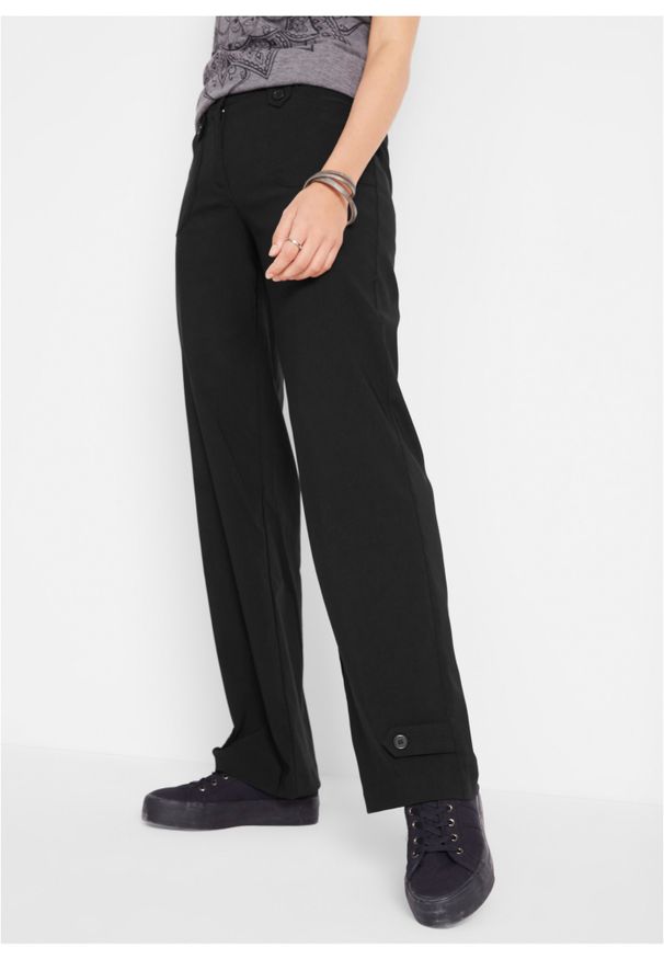 bonprix - Spodnie z bengaliny z regulowanym paskiem w talii, STRAIGHT. Kolor: czarny