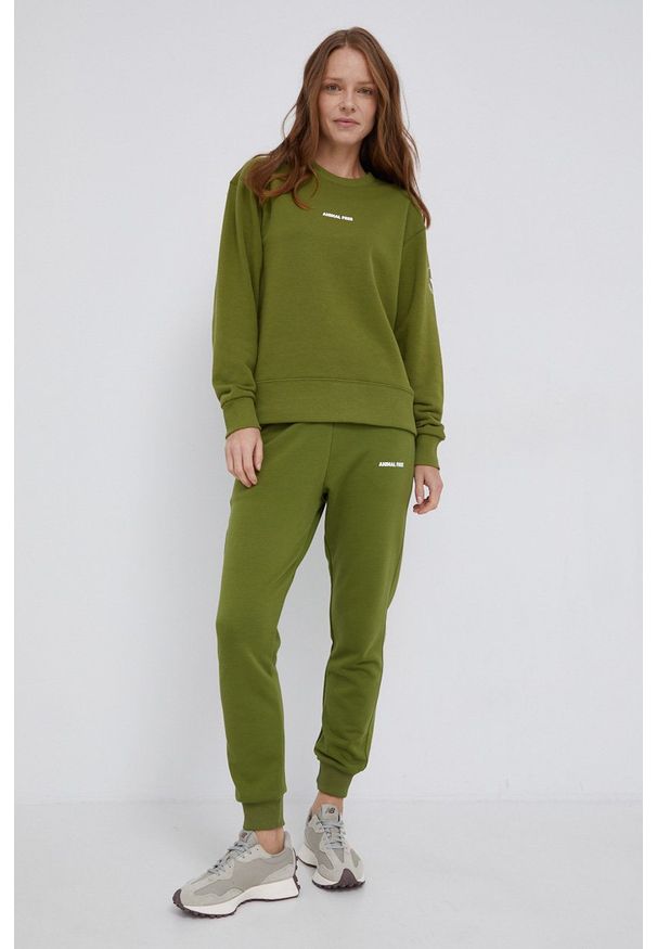 Save The Duck Bluza kolor beżowy z nadrukiem. Okazja: na co dzień. Kolor: zielony. Materiał: dzianina. Wzór: nadruk. Styl: casual