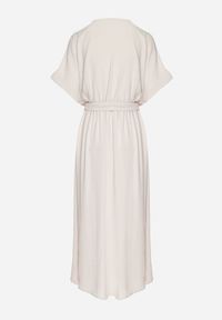 Born2be - Beżowa Sukienka z Bawełną i Ozdobnym Paskiem Lunistra. Okazja: na co dzień. Kolor: beżowy. Materiał: bawełna. Wzór: aplikacja. Styl: klasyczny, casual, elegancki #5