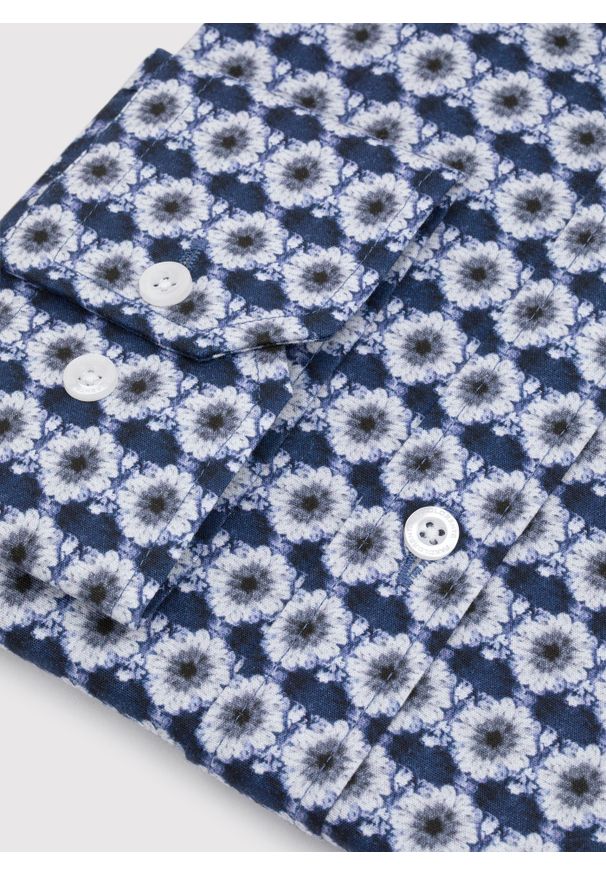 Pako Lorente - PAKO LORENTE - Kwiatowa koszula w kolorze granatowym. Kolor: niebieski. Materiał: elastan, bawełna. Długość rękawa: długi rękaw. Długość: długie. Wzór: kwiaty. Sezon: jesień