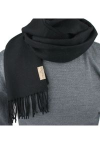 Wełniany Szalik Męski - V. Fraas - Czarny. Kolor: czarny. Materiał: wełna. Sezon: lato, zima. Styl: elegancki, klasyczny #3