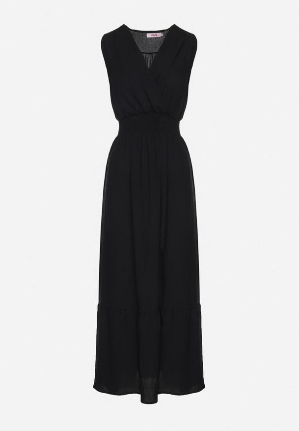 Born2be - Czarna Sukienka o Rozkloszowanym Kroju Bez Rękawów z Kopertowym Dekoltem Filoria. Typ kołnierza: dekolt kopertowy. Kolor: czarny. Długość rękawa: bez rękawów. Typ sukienki: kopertowe. Styl: elegancki