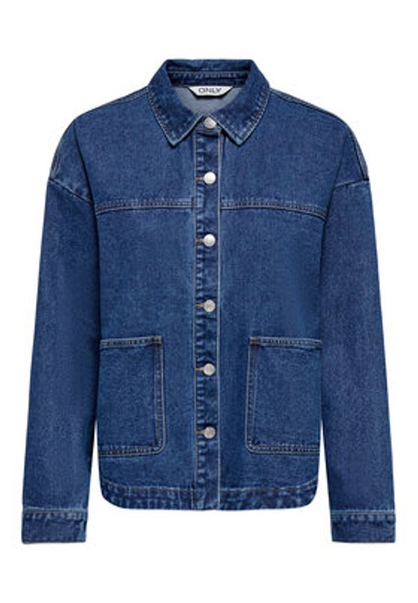 only - ONLY Kurtka jeansowa Lara 15372651 Granatowy Regular Fit. Kolor: niebieski. Materiał: bawełna