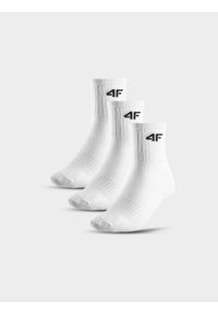 4f - Skarpetki casual za kostkę (3-pack) dziecięce - białe. Kolor: biały. Materiał: bawełna, elastan, materiał