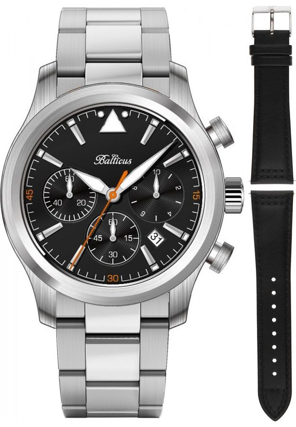 BALTICUS - Zegarek Balticus Zegarek męski Balticus BALFSQCHBLA srebrny. Kolor: srebrny