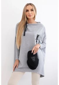 Inny - Bluza oversize z asymetrycznymi bokami szara. Kolor: szary. Materiał: elastan, prążkowany, materiał, bawełna. Długość: długie