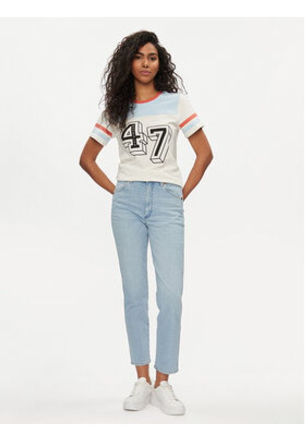 Wrangler T-Shirt Yoke 112350188 Écru Slim Fit. Materiał: bawełna