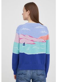 Polo Ralph Lauren sweter z domieszką wełny 211856729001 damski ciepły. Typ kołnierza: polo. Kolor: niebieski. Materiał: wełna #3
