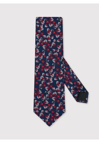 Pako Lorente - Granatowy krawat męski w czerwono-srebrne kwiaty P22SF-KX-025-X-0. Kolor: czerwony, srebrny, niebieski, wielokolorowy. Materiał: poliester. Wzór: kwiaty #1