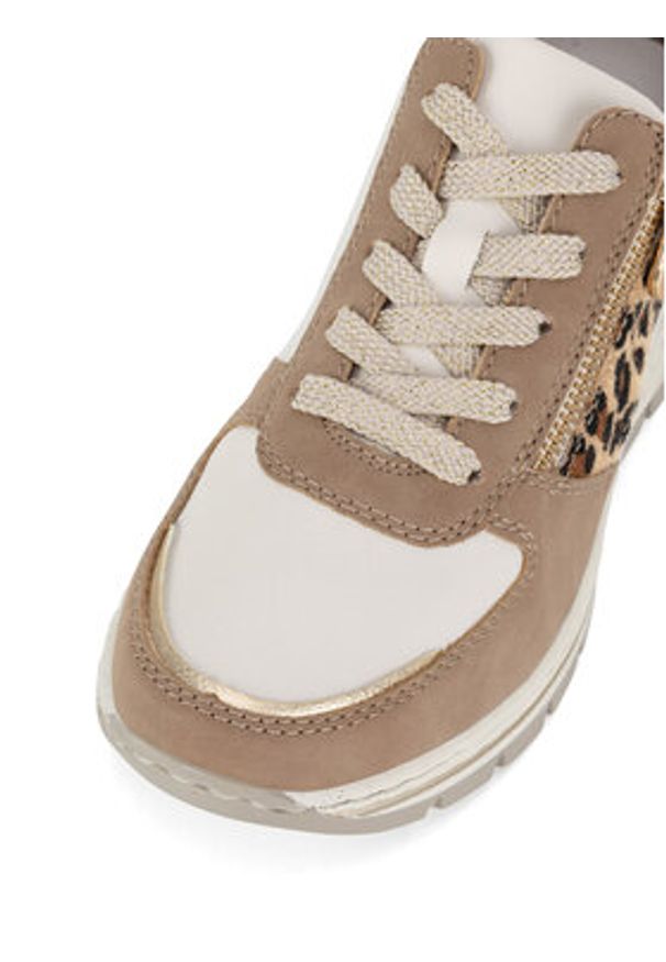 Rieker Sneakersy N8308-64 Beżowy. Kolor: beżowy. Materiał: skóra