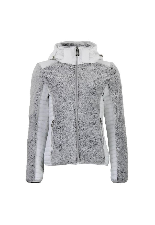 PEAK MOUNTAIN - Kurtka polarowa z kapturem, zapinana na zamek, dla kobiet Peak Mountain. Typ kołnierza: kaptur. Kolor: biały. Materiał: polar