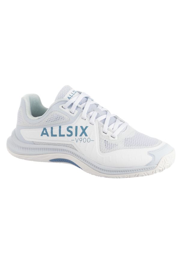 ALLSIX - Buty do gry w siatkówkę VS900 damskie. Kolor: niebieski, biały, wielokolorowy, szary. Materiał: tworzywo sztuczne, kauczuk. Sport: siatkówka