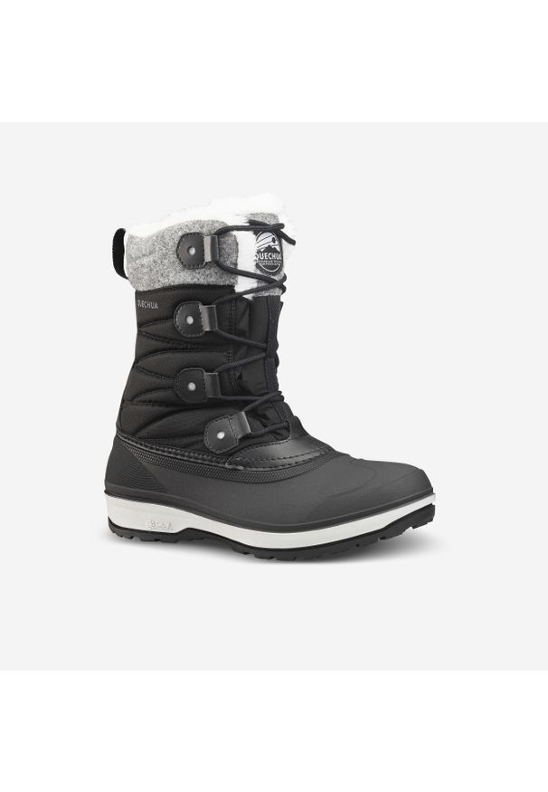 quechua - Buty turystyczne śniegowce damskie Quechua SH500 Warm wodoodporne. Kolor: czarny. Materiał: materiał. Szerokość cholewki: szeroka. Sezon: zima. Styl: sportowy