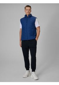 4f - 4F Bezrękawnik z wypełnieniem syntetycznym męski - granatowy M. Kolor: niebieski. Materiał: syntetyk. Długość rękawa: bez rękawów. Wzór: jodełka #2