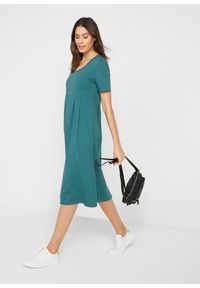 bonprix - Sukienka midi z bawełnianego dżerseju. Kolor: niebieski. Materiał: jersey, bawełna. Długość: midi #3