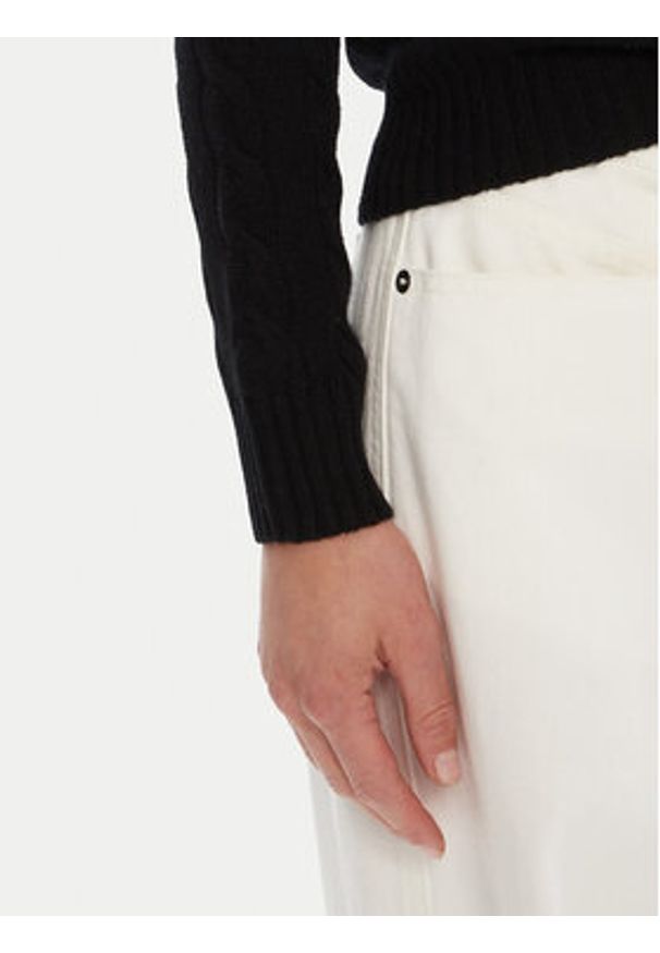 Polo Ralph Lauren Sweter 211971866005 Czarny Slim Fit. Typ kołnierza: polo. Kolor: czarny. Materiał: wełna