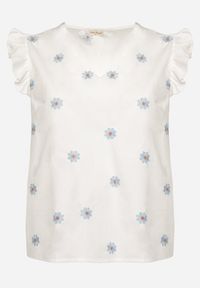 Born2be - Biała Bluzka z Wiskozy w Kwiaty Tolamea. Okazja: na co dzień. Kolor: biały. Materiał: wiskoza. Wzór: kwiaty. Styl: casual