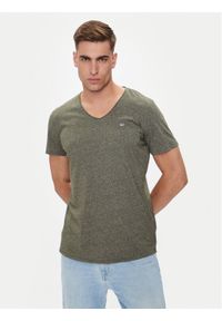 Tommy Jeans T-Shirt Jaspe DM0DM09587 Zielony Slim Fit. Kolor: zielony. Materiał: syntetyk, bawełna