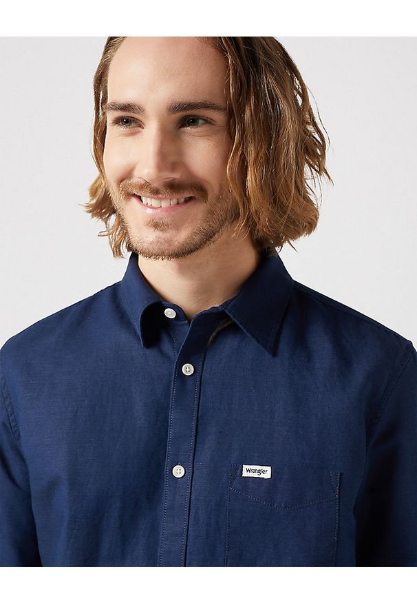 Wrangler - WRANGLER LS 1 PKT SHIRT MĘSKA KOSZULA BLACK IRIS 112352186 W5MY017996