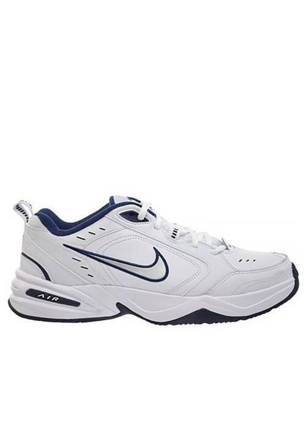 Buty do chodzenia męskie Nike Air Monarch IV. Zapięcie: sznurówki. Kolor: biały, wielokolorowy. Materiał: skóra, syntetyk, tkanina, materiał. Szerokość cholewki: normalna. Sport: turystyka piesza