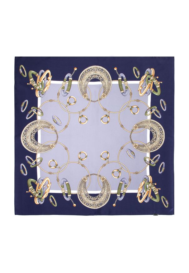 Wittchen - Damska apaszka jedwabna wzorzysta duża. Okazja: na spotkanie biznesowe, na co dzień. Kolor: niebieski, wielokolorowy, srebrny. Materiał: jedwab. Sezon: lato. Styl: casual, elegancki, biznesowy