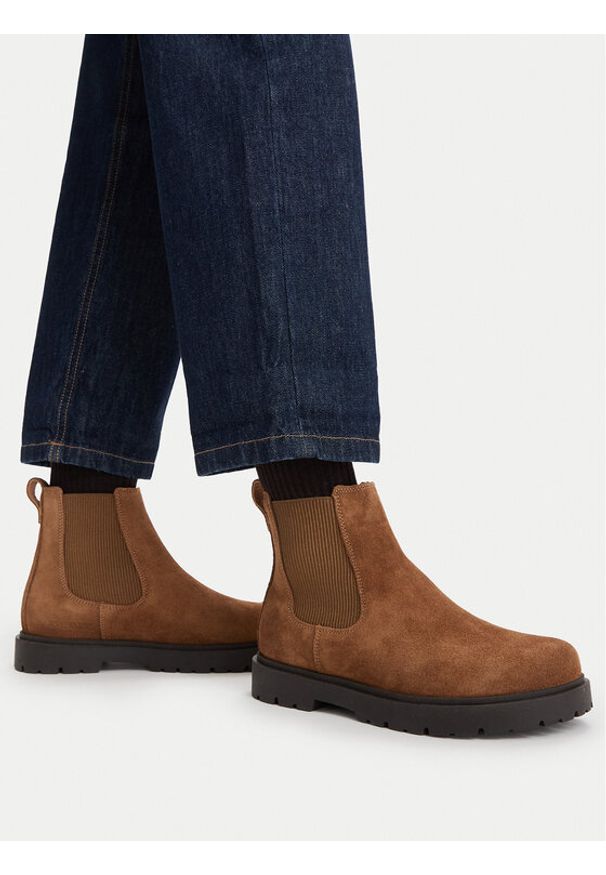 Birkenstock Sztyblety Highwood Slip On Mid 1030632 Brązowy. Zapięcie: bez zapięcia. Kolor: brązowy. Materiał: skóra, zamsz