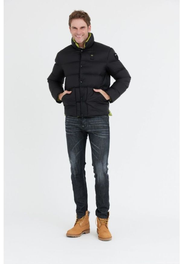 Blauer USA - BLAUER Czarna puchowa kurtka męska FLETCHER, Rozmiar XXL. Kolor: czarny. Materiał: puch