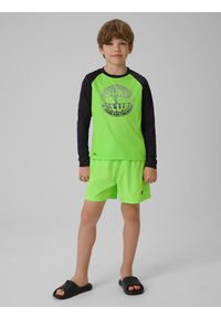 4f - 4F Longsleeve do pływania z nadrukiem chłopięcy - zielony 134/140 (8-10 lat). Kolor: zielony. Materiał: materiał, skóra. Wzór: nadruk #2
