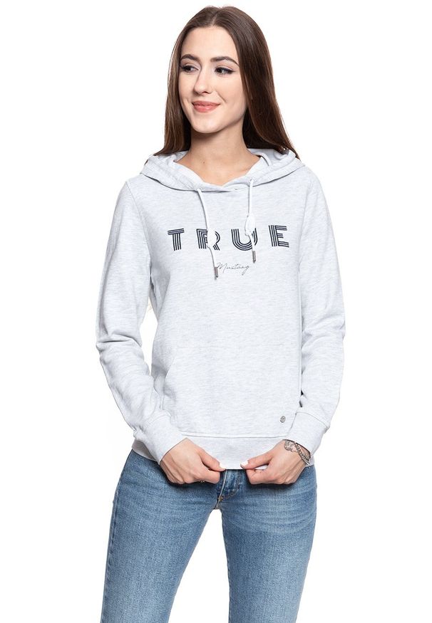 Mustang - BLUZA MUSTANG Bella H Embroidery Light grey melange 1008016 4141. Wzór: nadruk