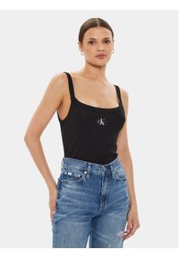 Calvin Klein Jeans Top J20J223559 Czarny Slim Fit. Kolor: czarny. Materiał: bawełna #1