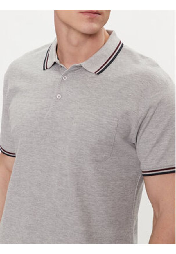 Brave Soul Polo MPS-149COSMO Szary Straight Fit. Typ kołnierza: polo. Kolor: szary. Materiał: bawełna