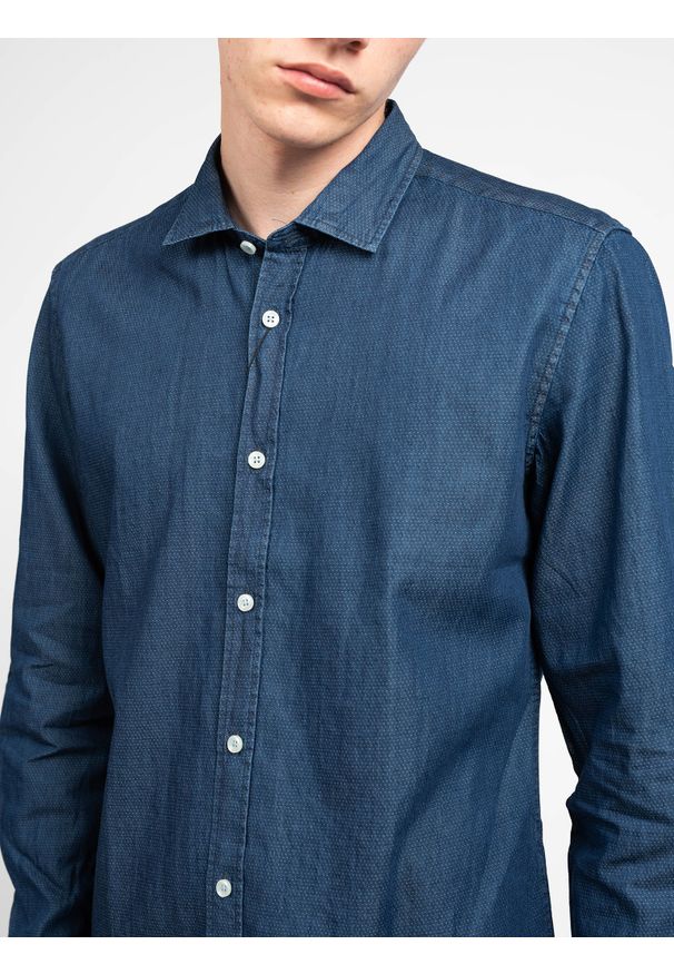 Antony Morato Koszula | MMSL00520 FA400019 | Mężczyzna | Niebieski. Okazja: na co dzień. Kolor: niebieski. Materiał: bawełna. Wzór: aplikacja. Styl: casual