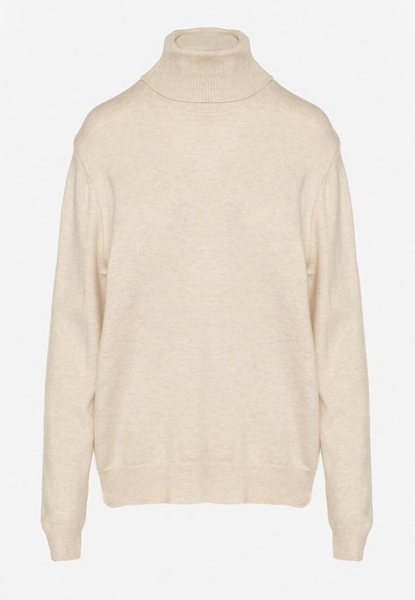 Born2be - Jasnobeżowy Casualowy Golf z Wełną o Prostym Kroju Reiselia. Okazja: na co dzień. Typ kołnierza: golf. Kolor: beżowy. Materiał: wełna. Styl: casual