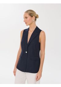 Sinsay - Kamizelka z domieszką lnu - granatowy. Kolor: niebieski. Materiał: len #1