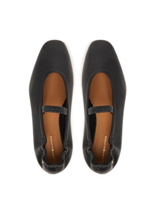 TOMMY HILFIGER - Tommy Hilfiger Baleriny Soft Leather Ellastic Ballerina FW0FW09245 Czarny. Kolor: czarny. Materiał: skóra