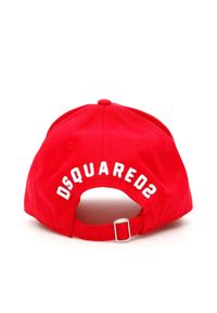 DSQUARED2 - Czerwona czapka z haftem Icon. Kolor: czerwony. Materiał: bawełna. Wzór: haft #4