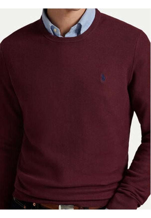 Polo Ralph Lauren Sweter 710918163520 Bordowy Regular Fit. Typ kołnierza: polo. Kolor: czerwony. Materiał: bawełna