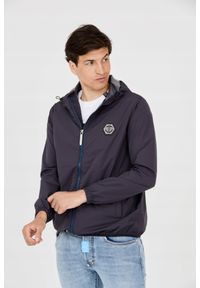 Philipp Plein - PHILIPP PLEIN Męska kurtka wiatrówka granatowa, Rozmiar XXL. Typ kołnierza: kaptur. Kolor: niebieski #4