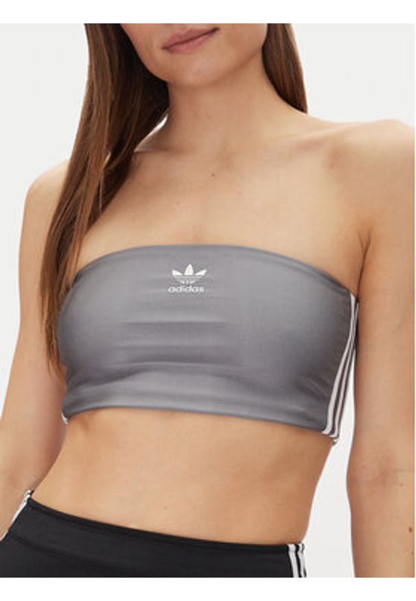 Adidas - adidas Top 3-Stripes JD3385 Szary Slim Fit. Kolor: szary. Materiał: syntetyk