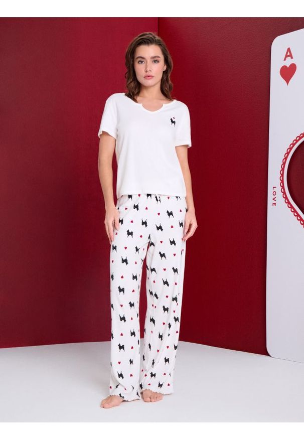 Sinsay - Piżama dwuczęściowa - kremowy. Kolor: kremowy