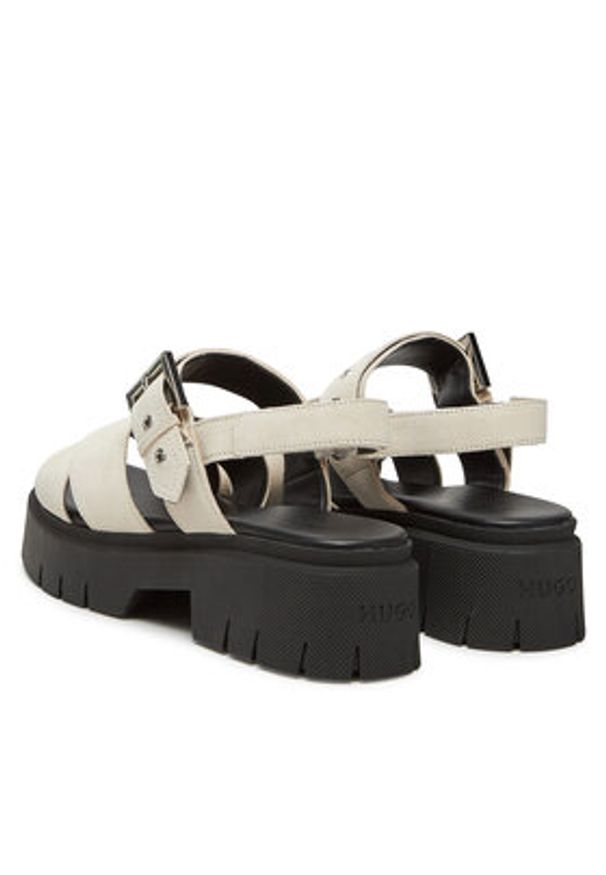Hugo - HUGO Sandały Kris_Sandal_BKSD 50541753 Écru. Materiał: zamsz, skóra