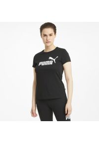 Puma - Damska koszulka z logo Essentials PUMA Black. Kolor: wielokolorowy, czarny, szary