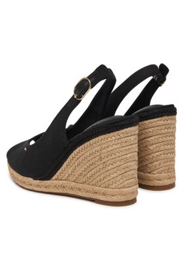 TOMMY HILFIGER - Tommy Hilfiger Espadryle Flag High Wedge Espad Slingback FW0FW09343 Czarny. Kolor: czarny. Materiał: materiał