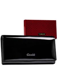 4U CAVALDI - Duży, czarny portfel damski z lakierowanej skóry naturalnej PX24-FO-JMP 4U Cavaldi. Kolor: czarny. Materiał: lakier, skóra