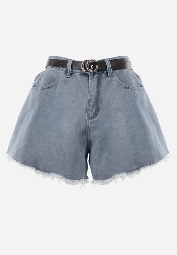 Born2be - Niebieskie Szorty Cilike. Okazja: na co dzień. Stan: podwyższony. Kolor: niebieski. Materiał: jeans, materiał, futro. Wzór: aplikacja. Styl: elegancki, casual