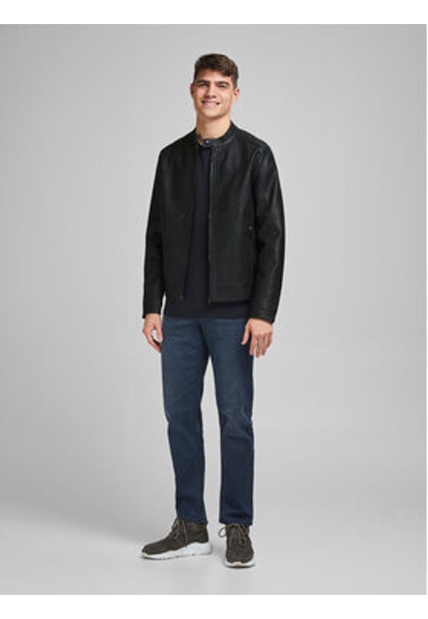 Jack & Jones - Jack&Jones Kurtka z imitacji skóry 12182461 Czarny Regular Fit. Kolor: czarny. Materiał: skóra